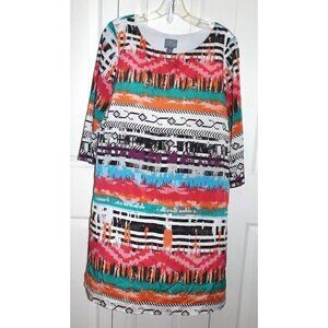 Rabbit Designs 12 Multicolor striped sheath dress 3/4 sleeve lined